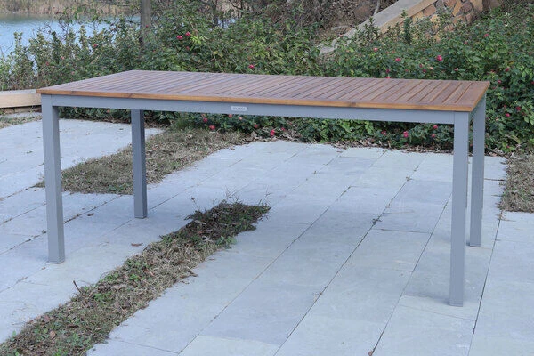 VILLANA Esstisch, Alu Pulverbeschichtet / FSC Akazienholz, 180 X 90 Cm 3 VILLANA Esstisch, Alu Pulverbeschichtet / FSC Akazienholz, 180 X 90 Cm