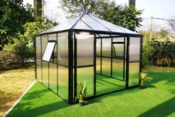 Ausgewählte Produkte 1 OUTFLEXX Gewächshaus, Schwarz, Alu/Polycarbonat, 295x295x270 Cm, Pulverbeschichtet