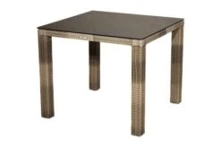 Ausgewählte Produkte 20 Ploß Rabida Dining Tisch, Champagner-meliert, Polyrattan, 90 X 90 Cm, Glasplatte In Steinoptik