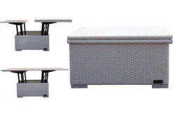 OUTFLEXX Loungetisch Höhenverstellbar, Weiß, Polyrattan, 75/152x75x40/64,5cm