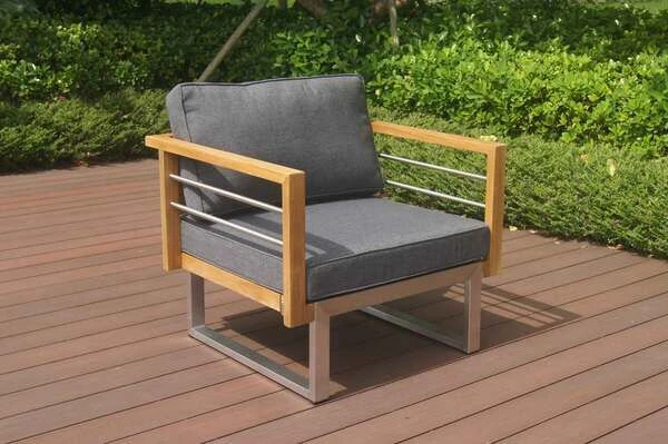 OUTFLEXX Sessel, Natur / Grau, FSC-Teak / Edelstahl / Olefin, 79x74x64 Cm 3 OUTFLEXX Sessel, Natur / Grau, FSC-Teak / Edelstahl / Olefin, 79x74x64 Cm - Image 2