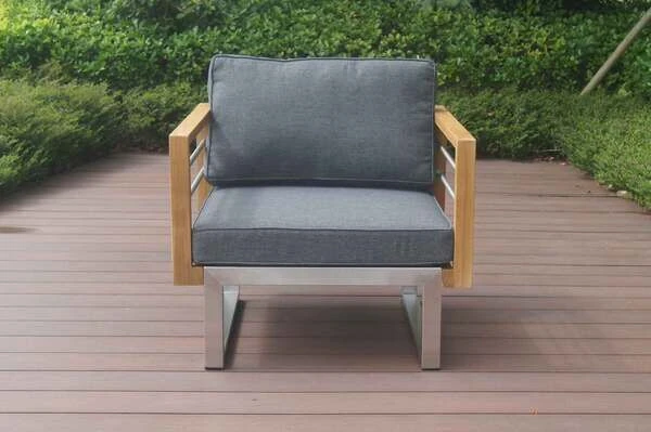 OUTFLEXX Sessel, Natur / Grau, FSC-Teak / Edelstahl / Olefin, 79x74x64 Cm 4 OUTFLEXX Sessel, Natur / Grau, FSC-Teak / Edelstahl / Olefin, 79x74x64 Cm - Image 3