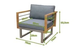 OUTFLEXX Sessel, Natur / Grau, FSC-Teak / Edelstahl / Olefin, 79x74x64 Cm 12 OUTFLEXX Sessel, Natur / Grau, FSC-Teak / Edelstahl / Olefin, 79x74x64 Cm -Grüne Freude 21654 5 mass.JPG
