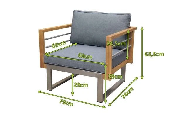 OUTFLEXX Sessel, Natur / Grau, FSC-Teak / Edelstahl / Olefin, 79x74x64 Cm 6 OUTFLEXX Sessel, Natur / Grau, FSC-Teak / Edelstahl / Olefin, 79x74x64 Cm - Image 5