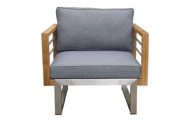 OUTFLEXX Sessel, Natur / Grau, FSC-Teak / Edelstahl / Olefin, 79x74x64 Cm 8 OUTFLEXX Sessel, Natur / Grau, FSC-Teak / Edelstahl / Olefin, 79x74x64 Cm - Image 7