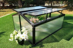 OUTFLEXX Gewächshaus, Schwarz, Alu/Polycarbonat, 120x90x57cm, Pulverbeschichtet