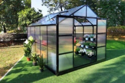 OUTFLEXX Gewächshaus, Schwarz, Alu/Polycarbonat, 433x250x228cm, Pulverbeschichtet
