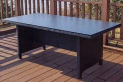 OUTFLEXX Esstisch, Schwarz, Polyrattan, 200x95cm, Tischplatte Spraystone, 6mm, Aufliegend