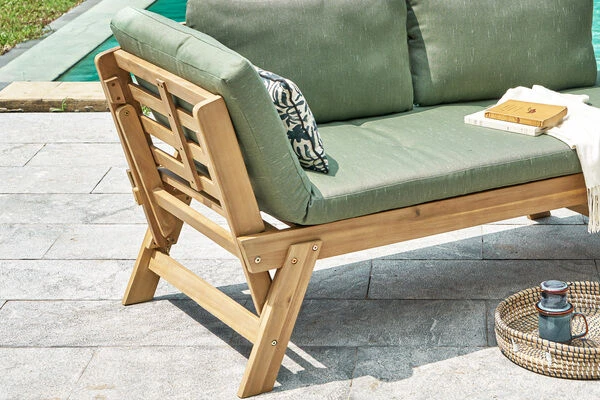 OUTFLEXX Lounge/Liege, FSC Akazie, Teakoptik, 192x70x60cm, Inkl. Polster, Grün 5 OUTFLEXX Lounge/Liege, FSC Akazie, Teakoptik, 192x70x60cm, Inkl. Polster, Grün - Image 3