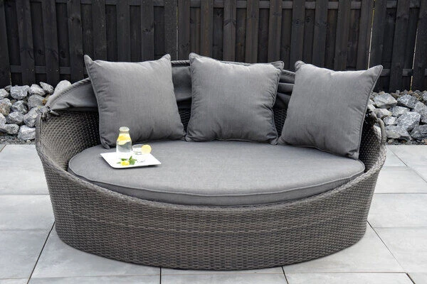 OUTFLEXX Sonneninsel, Grau, Polyrattan/Olefin, 187x146x75/131, Verstellbares Dach 4 OUTFLEXX Sonneninsel, Grau, Polyrattan/Olefin, 187x146x75/131, Verstellbares Dach - Image 2