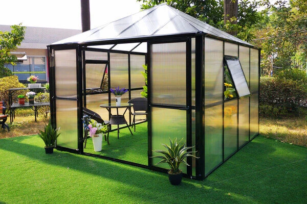 OUTFLEXX Gewächshaus, Schwarz, Alu/Polycarbonat, 295x295x270 Cm, Pulverbeschichtet 4 OUTFLEXX Gewächshaus, Schwarz, Alu/Polycarbonat, 295x295x270 Cm, Pulverbeschichtet - Image 2