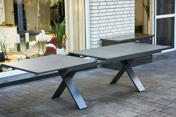 HARTMAN Exklusivmodell Xanadu Ausziehtisch, Xerix, Alu / Glaskeramik, 220/280 X 100 Cm, X-Gestell 4 HARTMAN Exklusivmodell Xanadu Ausziehtisch, Xerix, Alu / Glaskeramik, 220/280 X 100 Cm, X-Gestell - Image 2