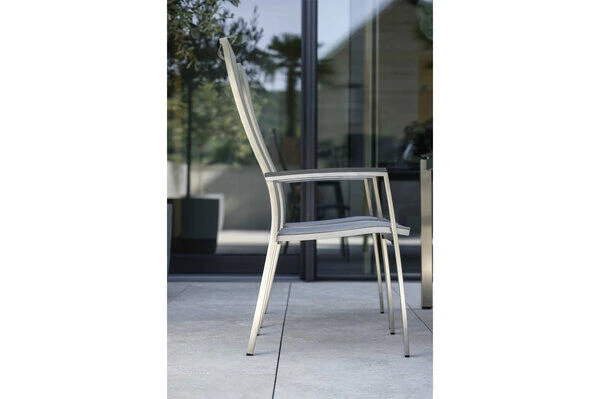 STERN Cardiff Stapelsessel, Silbergrau, Edelstahl/Textil/Aluminiumarmlehnen, 68,5x56x110 Cm, Stapelbar 4 STERN Cardiff Stapelsessel, Silbergrau, Edelstahl/Textil/Aluminiumarmlehnen, 68,5x56x110 Cm, Stapelbar - Image 2