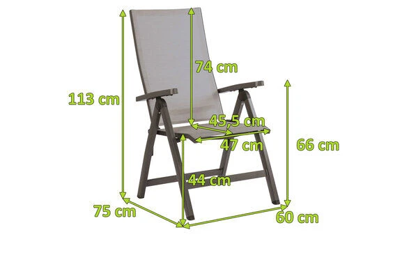 STERN New Top Klappsessel, Anthrazit/silber, Aluminium/Textil, 75x60x113 Cm, Rückenlehne Verstellbar, Klappbar 7 STERN New Top Klappsessel, Anthrazit/silber, Aluminium/Textil, 75x60x113 Cm, Rückenlehne Verstellbar, Klappbar - Image 5