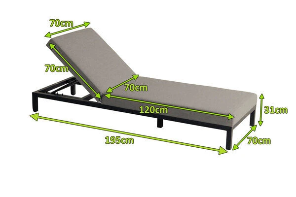 HARTMAN Eva Loungeliege, Flanelle, Sunbrella, 195 X 70 X 31 Cm, Rückenlehne Verstellbar 7 HARTMAN Eva Loungeliege, Flanelle, Sunbrella, 195 X 70 X 31 Cm, Rückenlehne Verstellbar - Image 5