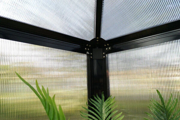 OUTFLEXX Gewächshaus, Schwarz, Alu/Polycarbonat, 295x295x270 Cm, Pulverbeschichtet 8 OUTFLEXX Gewächshaus, Schwarz, Alu/Polycarbonat, 295x295x270 Cm, Pulverbeschichtet - Image 6